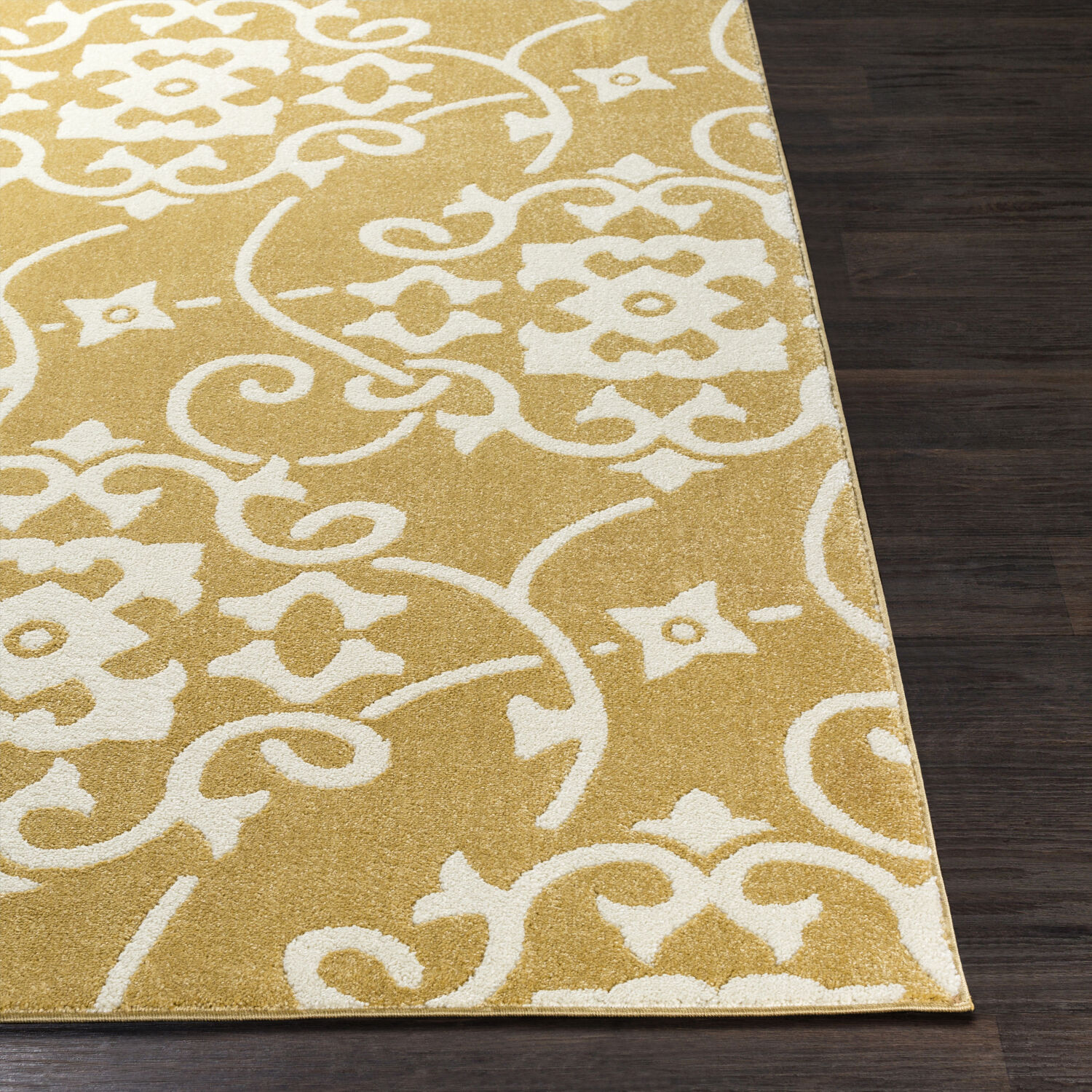 Horizon 94.49 X 94.49 inch Mustard/Cream Machine Woven Rug, Round