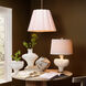 Scalloped 1 Light 24 inch Antique Brass Pendant Ceiling Light in White Boucle