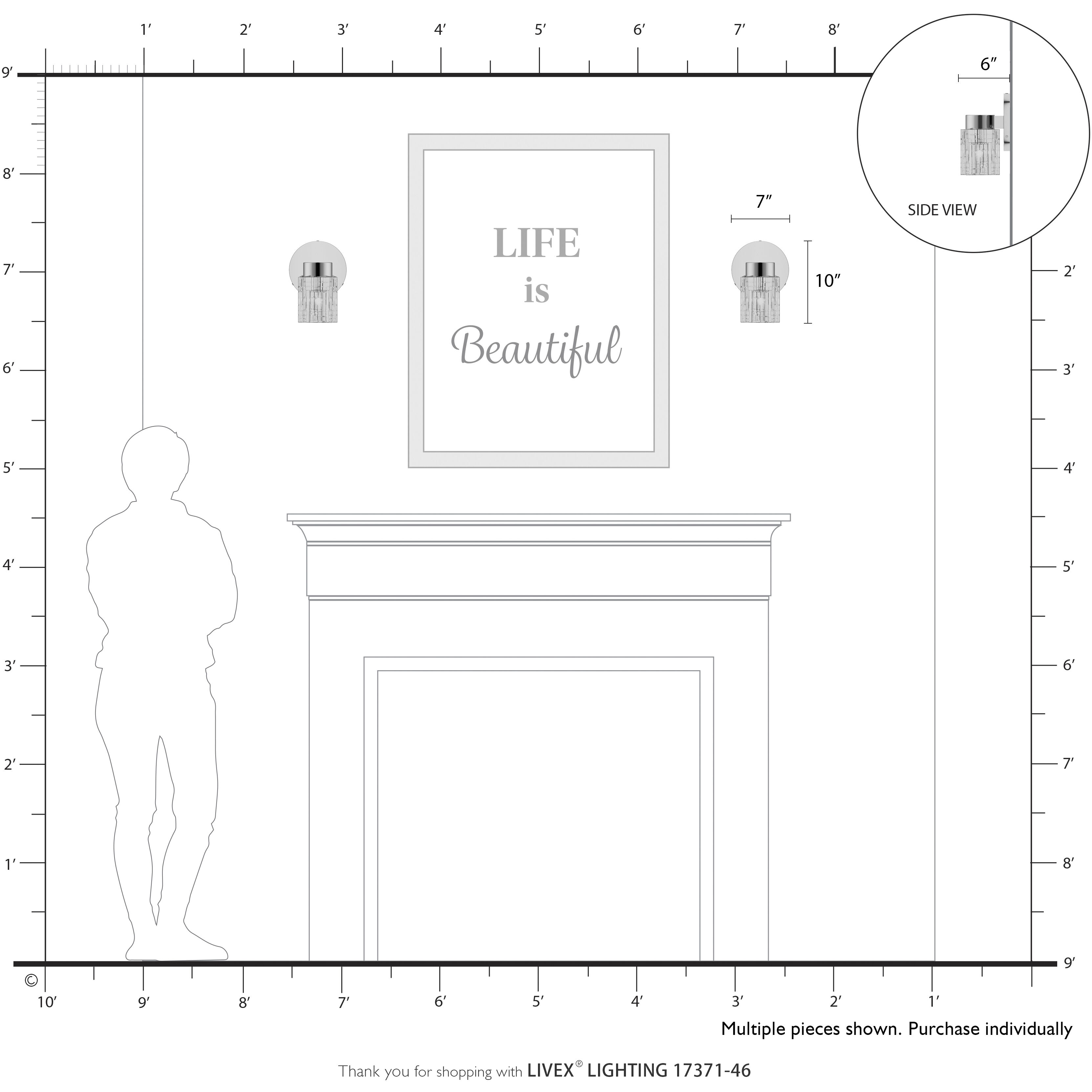 Rotterdam 1 Light 7 inch Black Chrome Crystal Single Sconce Wall Light