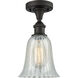 Ballston Hanover LED 6.25 inch Oil Rubbed Bronze Semi-Flush Mount Ceiling Light in Mouchette Glass, Ballston