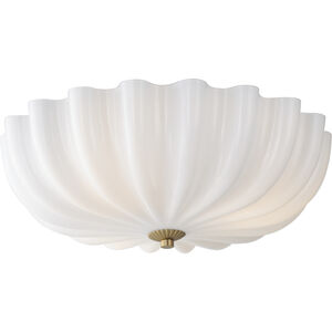 Bundt 3 Light 15.5 inch White and Natural Aged Brass Semi-Flush Mount Ceiling Light