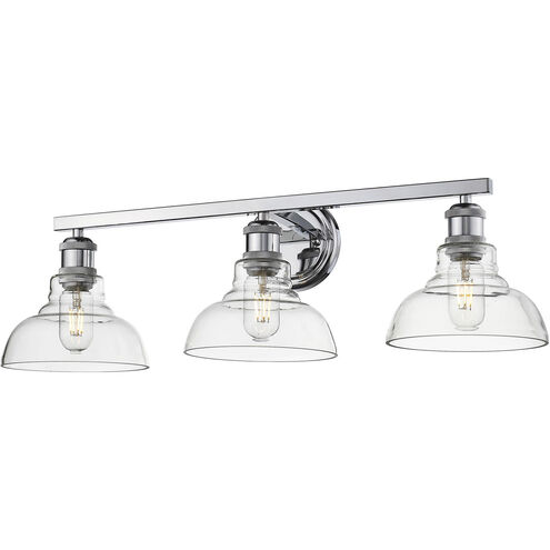 Carver 3 Light 28 inch Chrome Bath Vanity Wall Light in Clear Glass