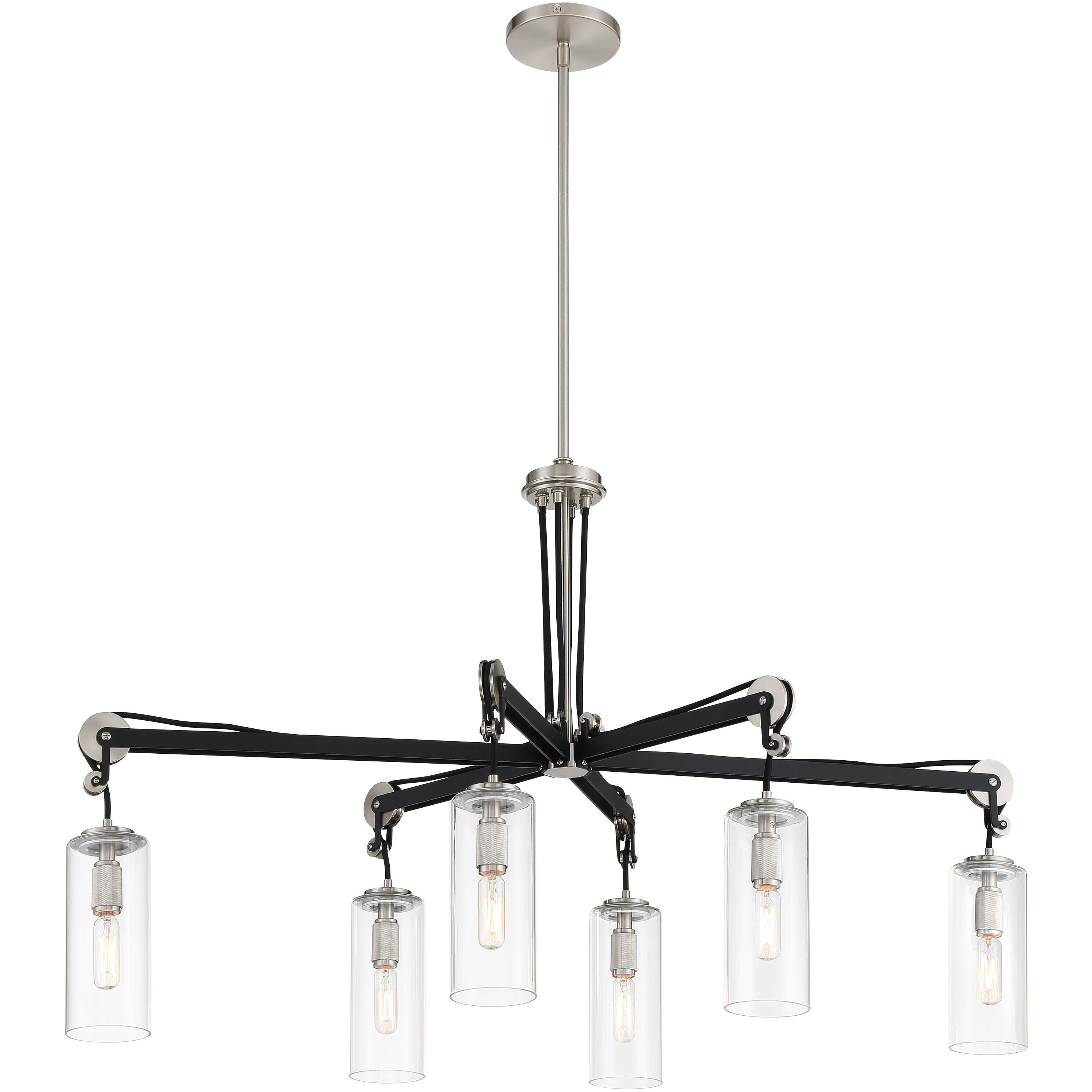 Pullman Junction 6 Light 40 inch Coal / Brushed Nickel Island Light Ceiling Light