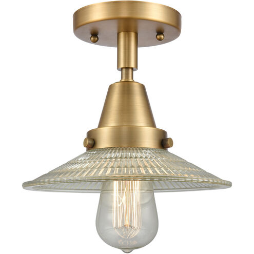 Franklin Restoration Halophane 1 Light 9 inch Brushed Brass Flush Mount Ceiling Light in Clear Halophane Glass