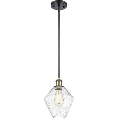 Ballston Cindyrella LED 8 inch Black Antique Brass Mini Pendant Ceiling Light in Seedy Glass