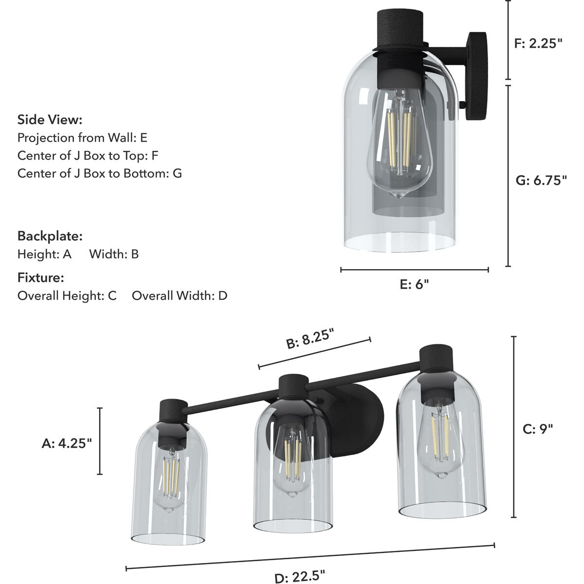 Lochemeade 3 Light 23 inch Natural Iron Vanity Light Wall Light