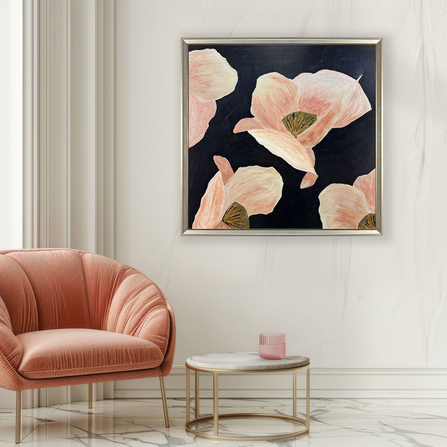 Poppy Perfection Pink and Blue and Black and White Framed Art, The Studio