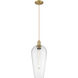 Downtown Urban Chelsea 1 Light 8 inch Brushed Brass Mini Pendant Ceiling Light in Seedy Glass