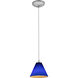 Martini 1 Light 7.25 inch Brushed Steel Pendant Ceiling Light in Cobalt