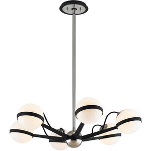 Ace 6 Light 28 inch Carbide Black With Polished Nickel Accents Chandelier Ceiling Light