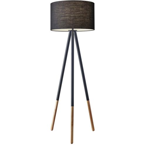 Louise 60.25 inch 150.00 watt Black and Natural Wood Floor Lamp Portable Light