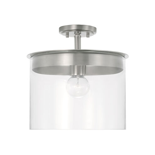 Mason 1 Light 13.25 inch Brushed Nickel Semi-Flush Mount Ceiling Light, Convertible Dual Mount