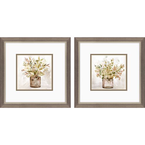 Florals Collection Brushed Pewter With Silver Lip Framed Art