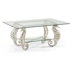 Chelsea House 48 X 20 inch Silver Leaf/Clear Coffee Table