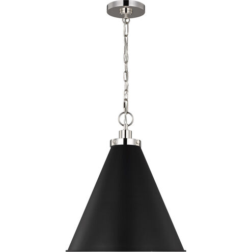 C&M by Chapman & Myers Wellfleet 1 Light 15.63 inch Midnight Black and Polished Nickel Pendant Ceiling Light in Midnight Black / Polished Nickel