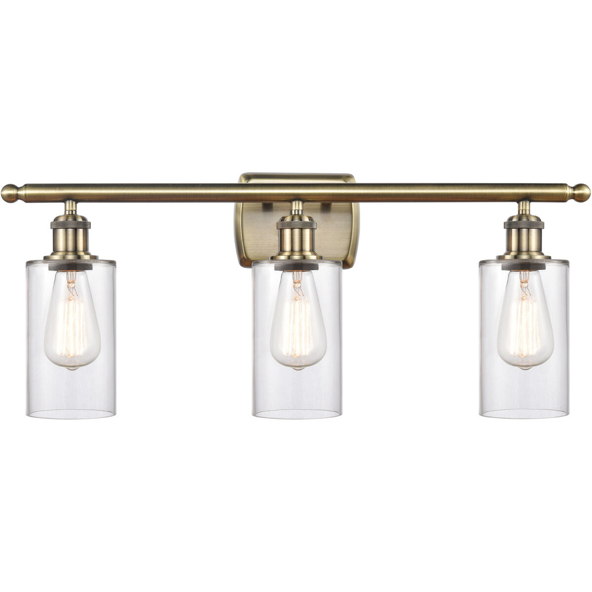 Ballston Clymer LED 26 inch Antique Brass Bath Vanity Light Wall Light in Clear Glass, Ballston
