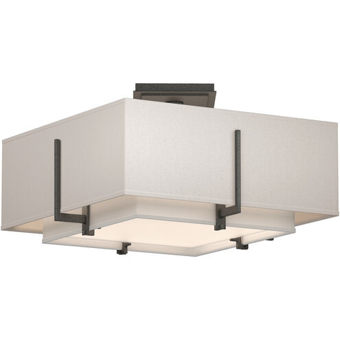 Exos 2 Light 16.6 inch Natural Iron Semi-Flush Ceiling Light in Natural Anna/Flax, Small