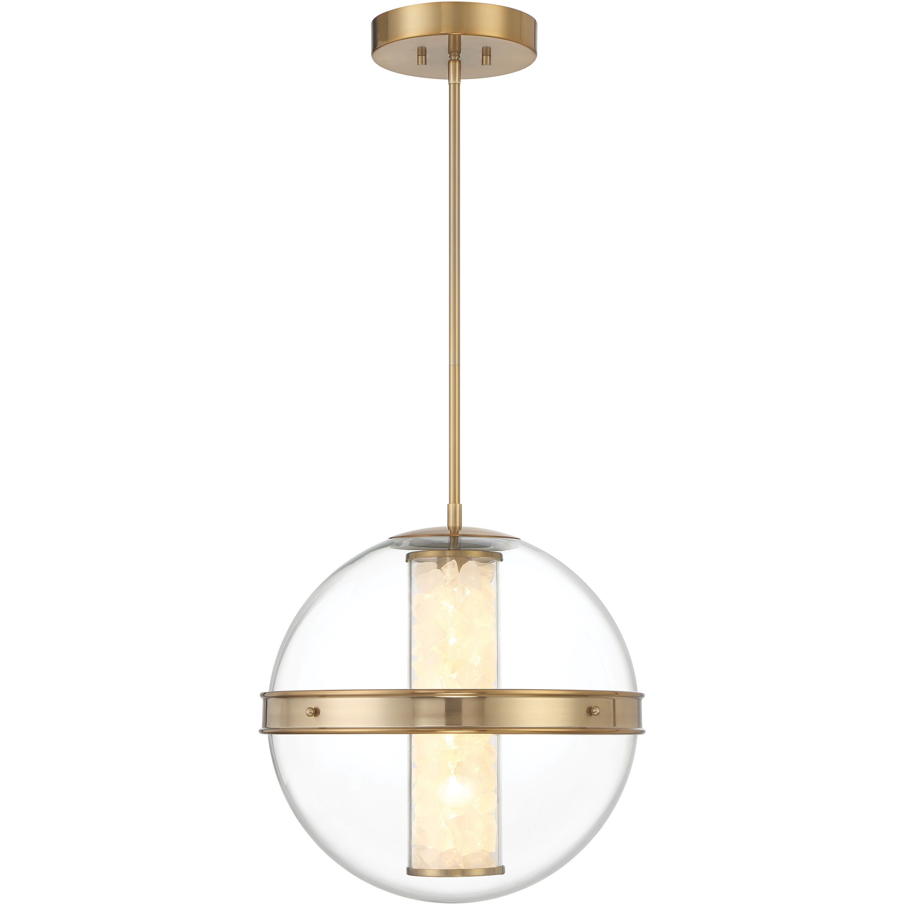 Divinely LED 16.75 inch Celeste Brass Pendant Ceiling Light