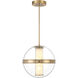 Divinely LED 16.75 inch Celeste Brass Pendant Ceiling Light