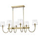 Brookside 6 Light 25 inch Vintage Brass Island Pendant Ceiling Light