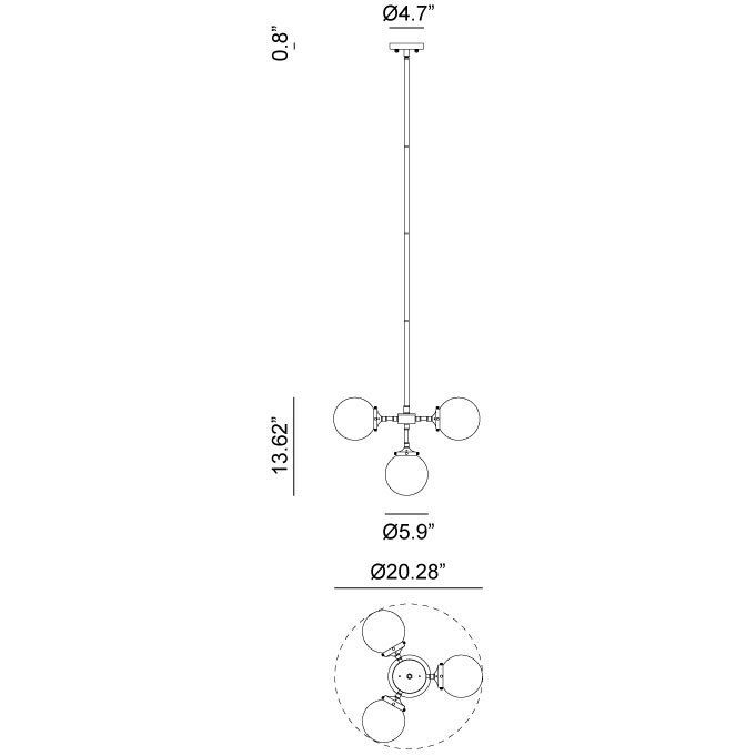 Maru 4 Light 21 inch Aged Gold Brass Pendant Ceiling Light in Aged Gold Brass and Opal Glass