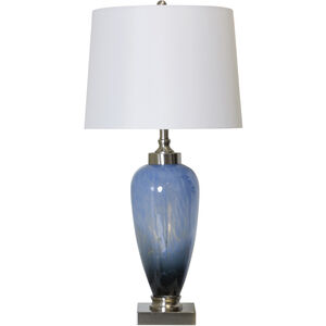Ezra 35 inch 100.00 watt Blue and Brushed Steel with White Table Lamp Portable Light