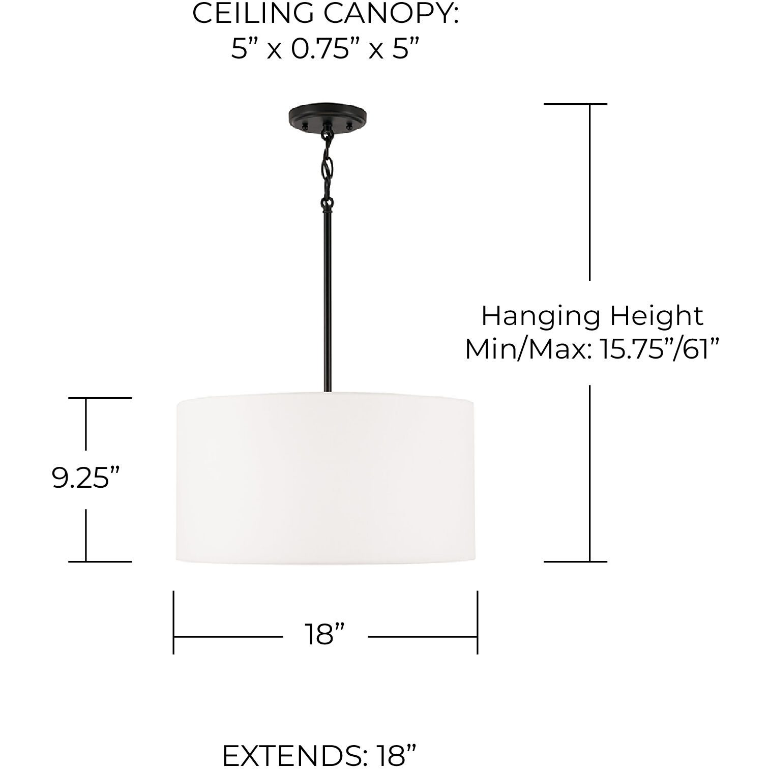 Alan 3 Light 18 inch Matte Black Pendant Ceiling Light