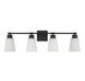 Contemporary 4 Light 31 inch Matte Black Bathroom Vanity Light Wall Light