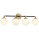 Dresden 4 Light 33 inch Matte Black with Warm Brass Accents Bathroom Vanity Light Wall Light, Lighting One