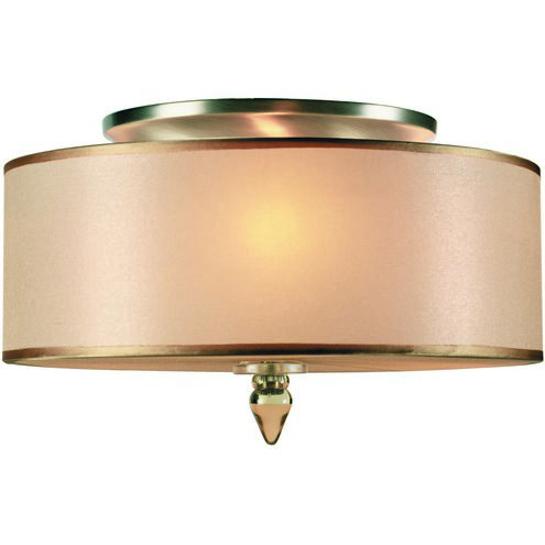 Luxo 3 Light 14 inch Antique Brass Flush Ceiling Light