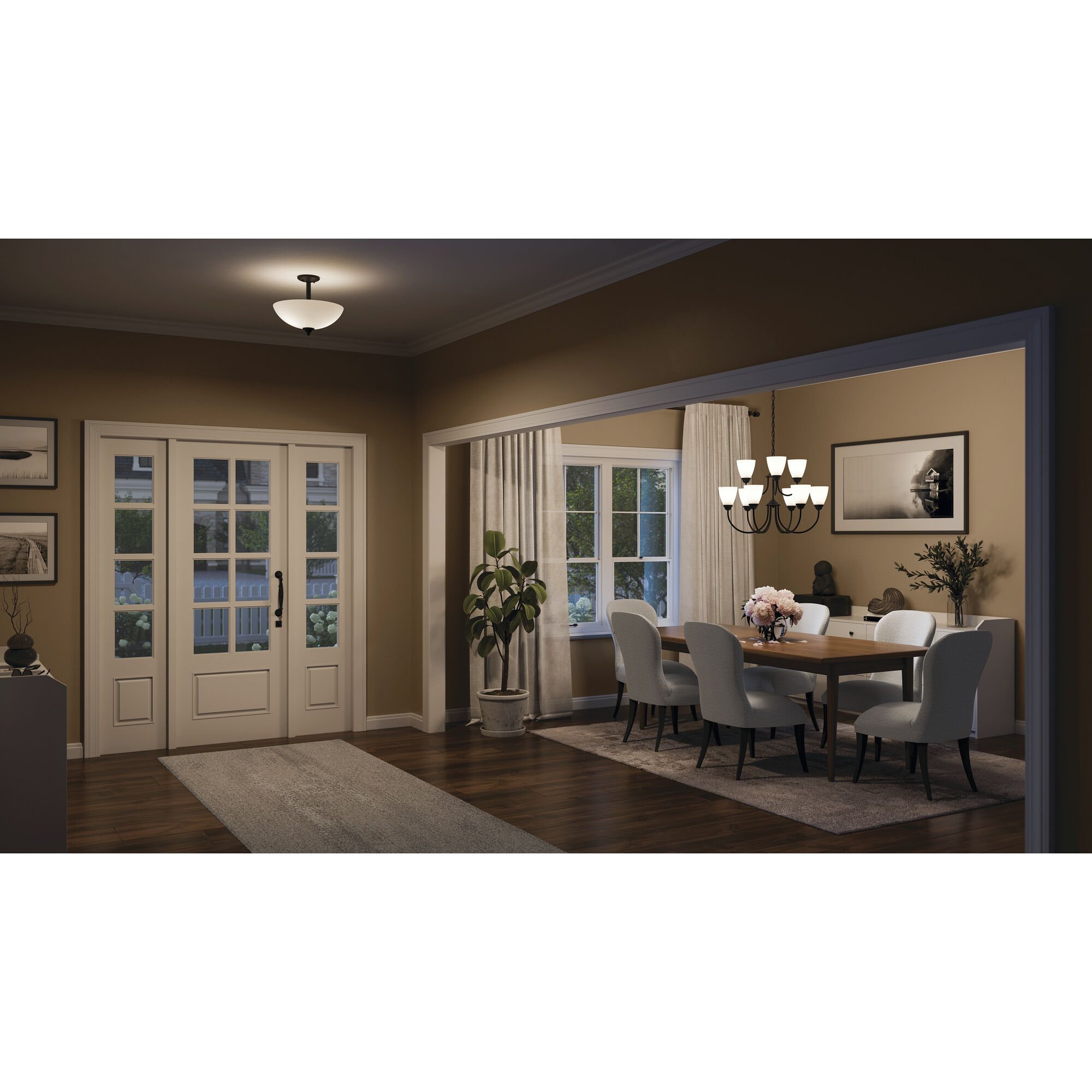 Jolie 2 Light Black Inverted Pendant/Semi Flush Ceiling Light in Incandescent