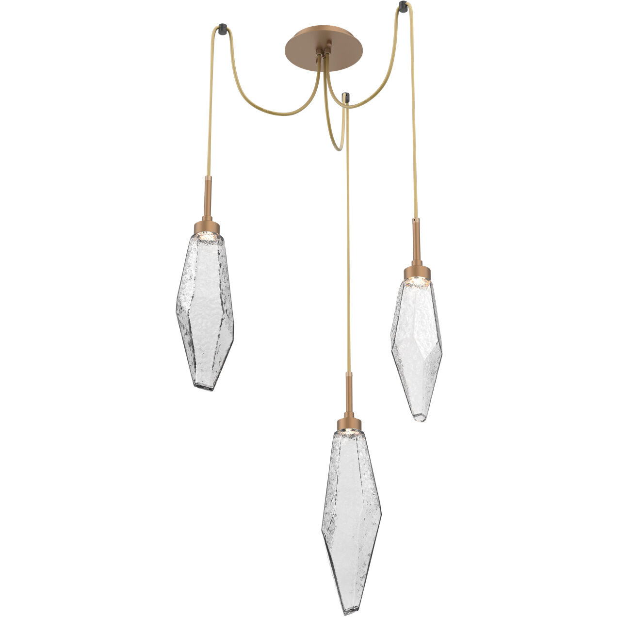 Rock Crystal LED 13.5 inch Novel Brass Swag Multi-Pendant Ceiling Light in Chilled Clear, 2700K LED