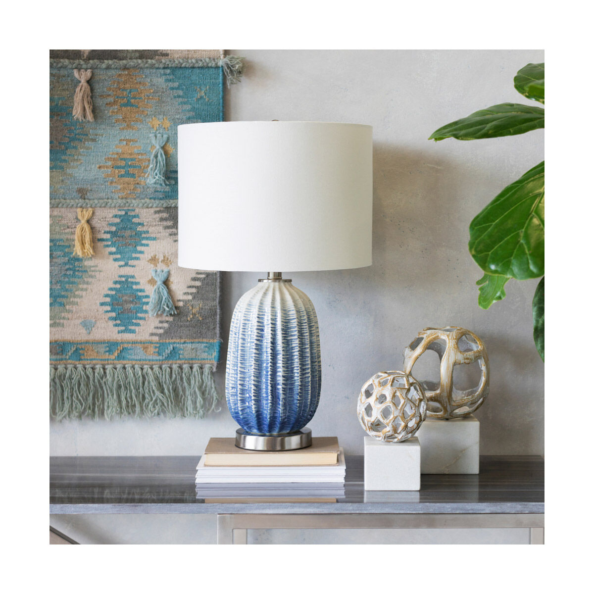 Adler 23.75 inch 100 watt Blue Table Lamp Portable Light