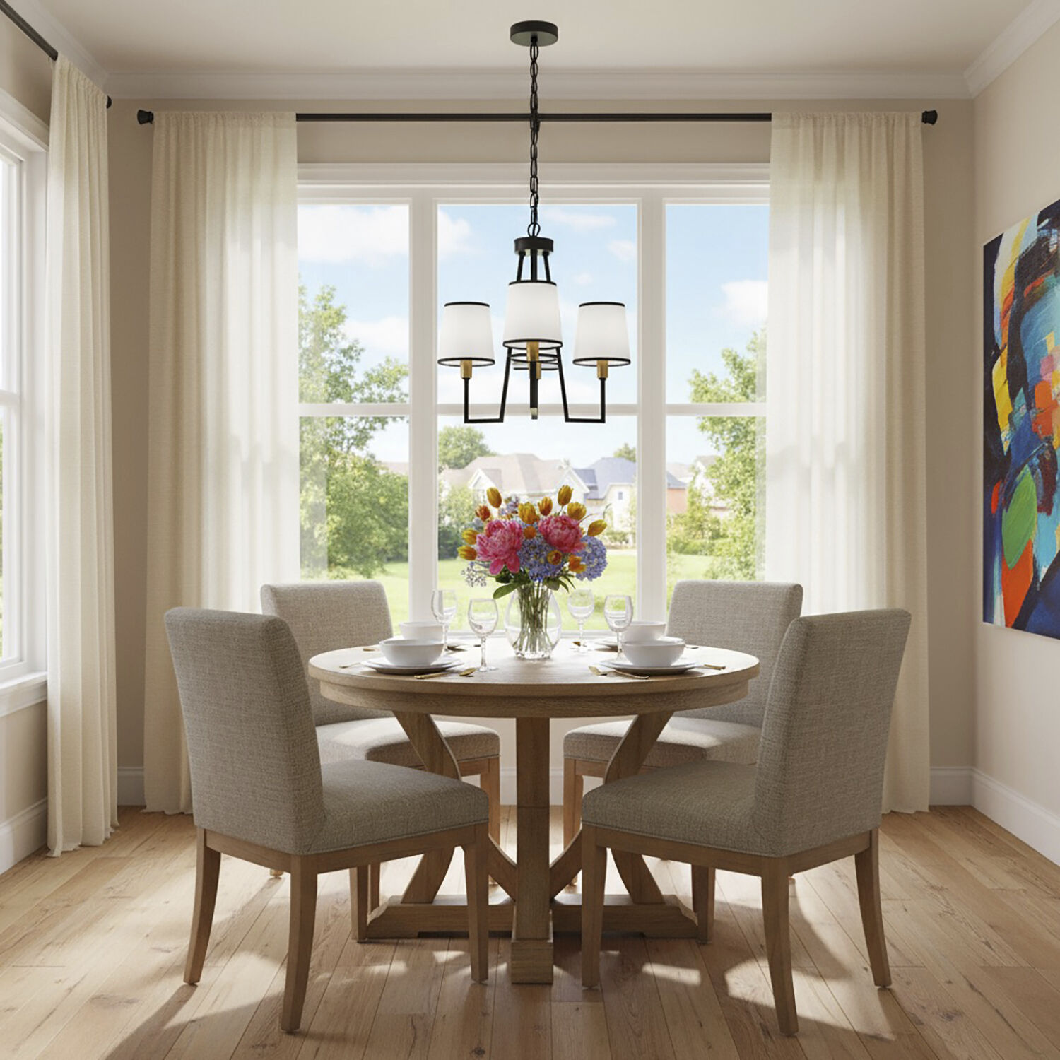 Coco LED 19.7 inch Gold and Black Chandelier Ceiling Light