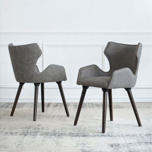 Upholstered Gray Dining Chairs, Set of 2