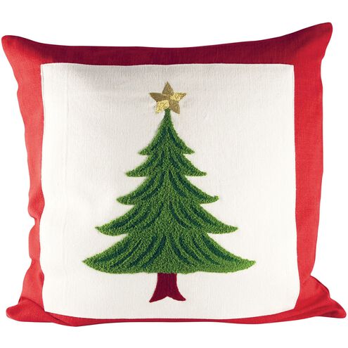 Evergreen 20 X 20 inch Green with Red and White Pillow, Cover Only