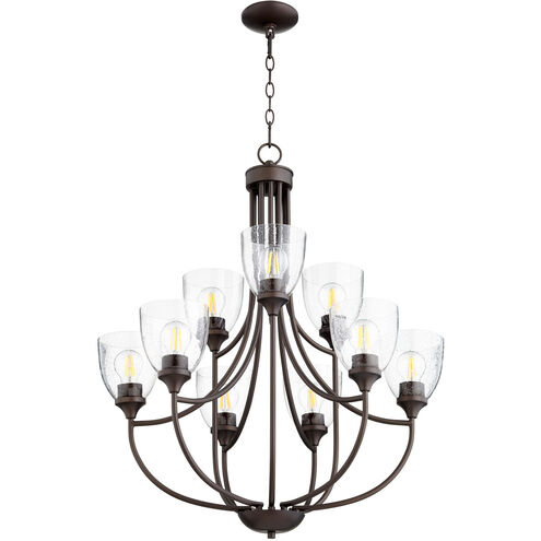 Enclave 9 Light 27 inch Oiled Bronze Chandelier Ceiling Light in Clear Seeded