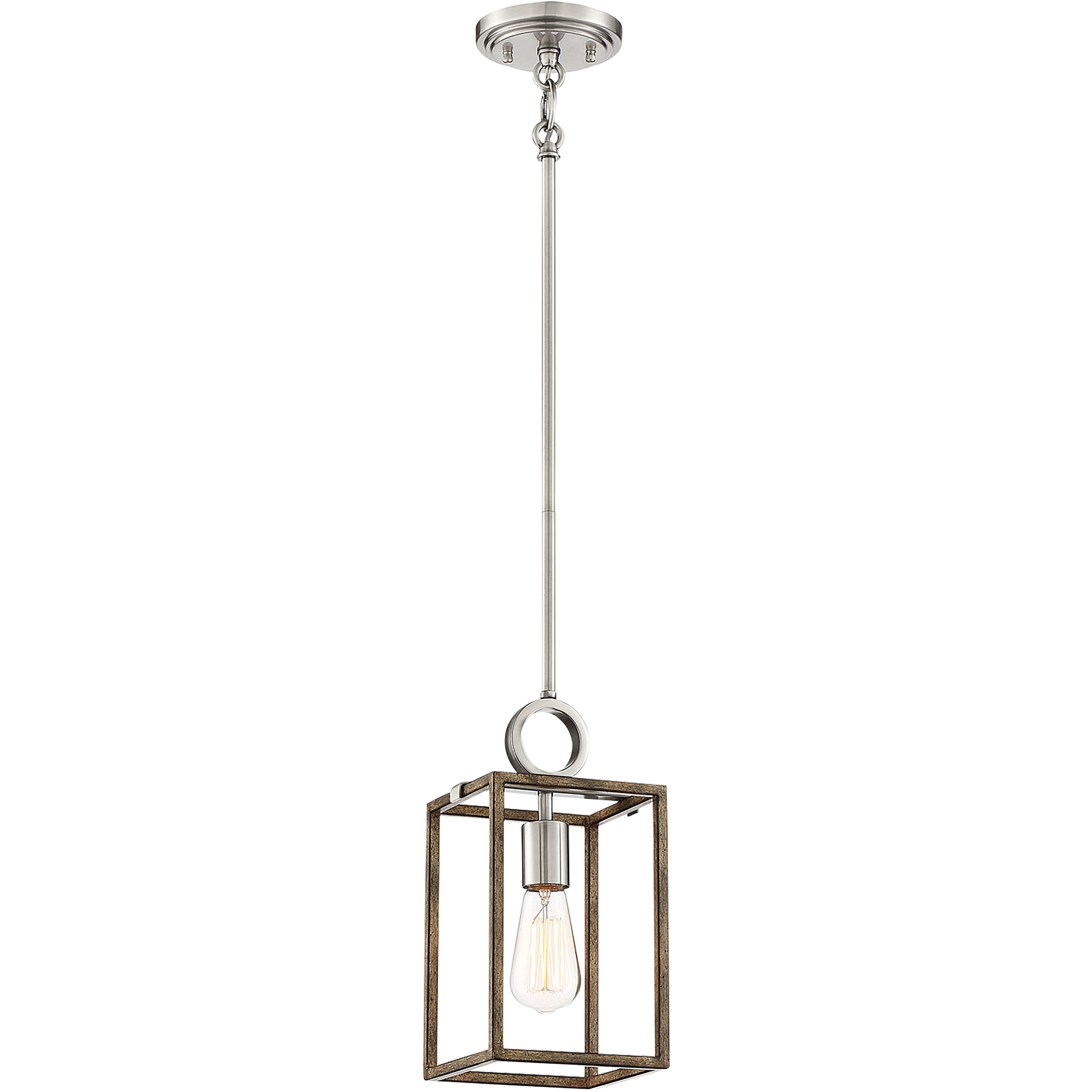 Country Estates 1 Light 6.5 inch Sun Faded Wood/Brushed Nickel Pendant Ceiling Light