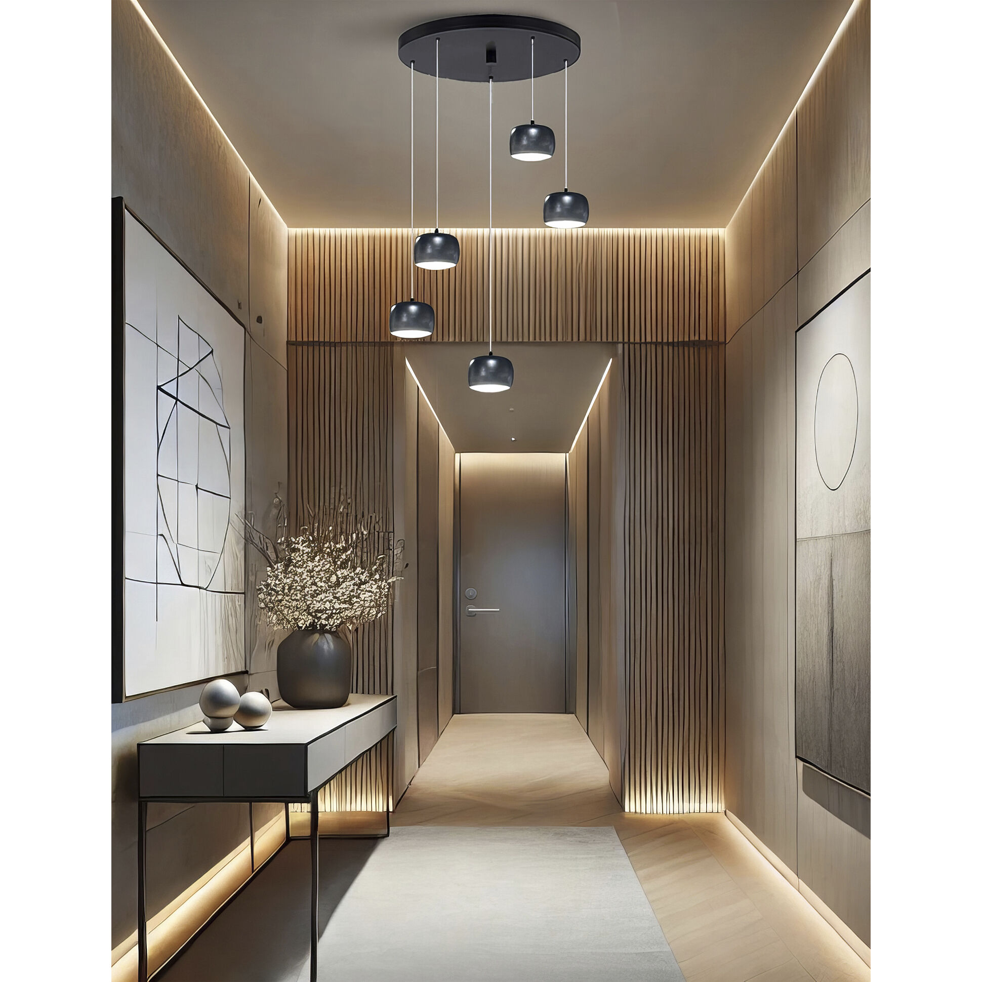 Frascati 5 Light 17.75 inch Matte Black Pendant Ceiling Light