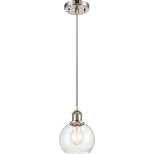 Ballston Athens 1 Light 6 inch Brushed Satin Nickel Mini Pendant Ceiling Light in Seedy Glass