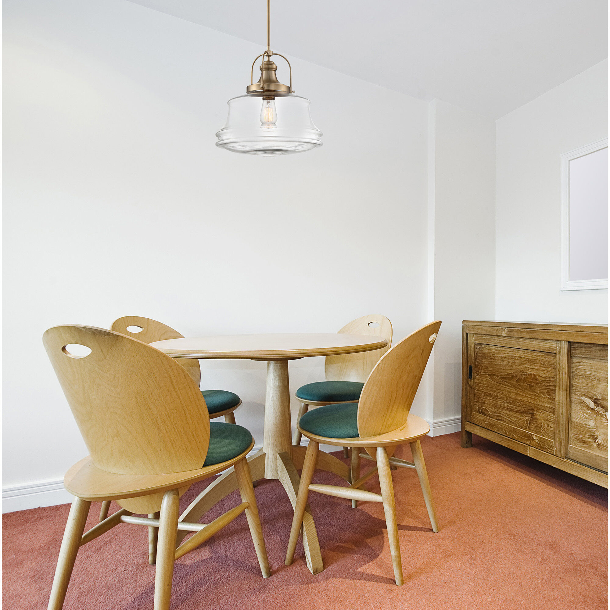 Basel 1 Light 14 inch Burnished Brass and Clear Pendant Ceiling Light