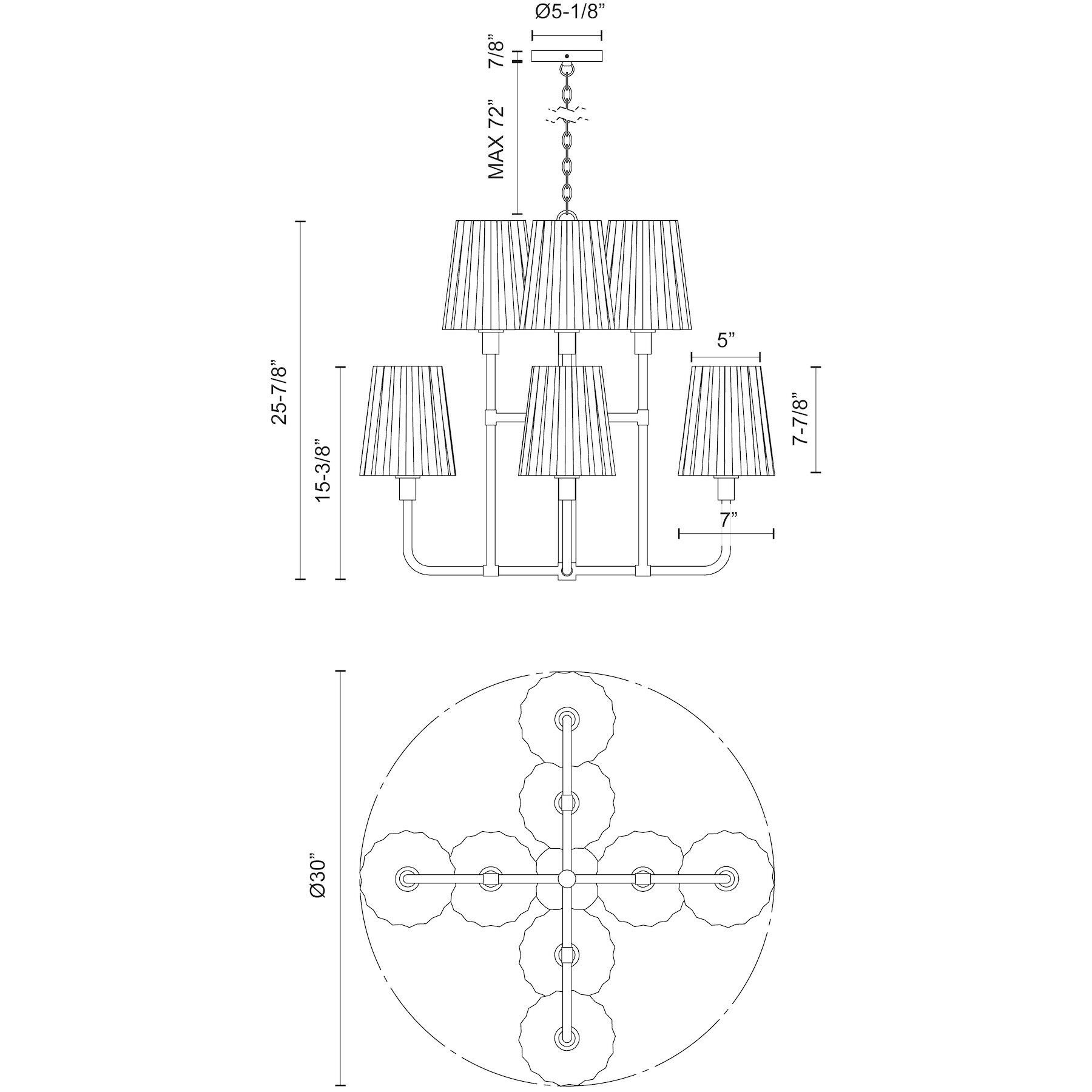 Alora Mood Plisse 8 Light 30 inch Matte Black Chandelier Ceiling Light