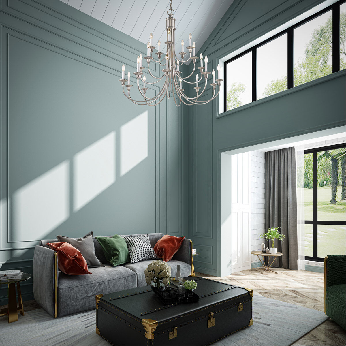 Cranford 20 Light 42 inch Brushed Nickel Foyer Chandelier Ceiling Light