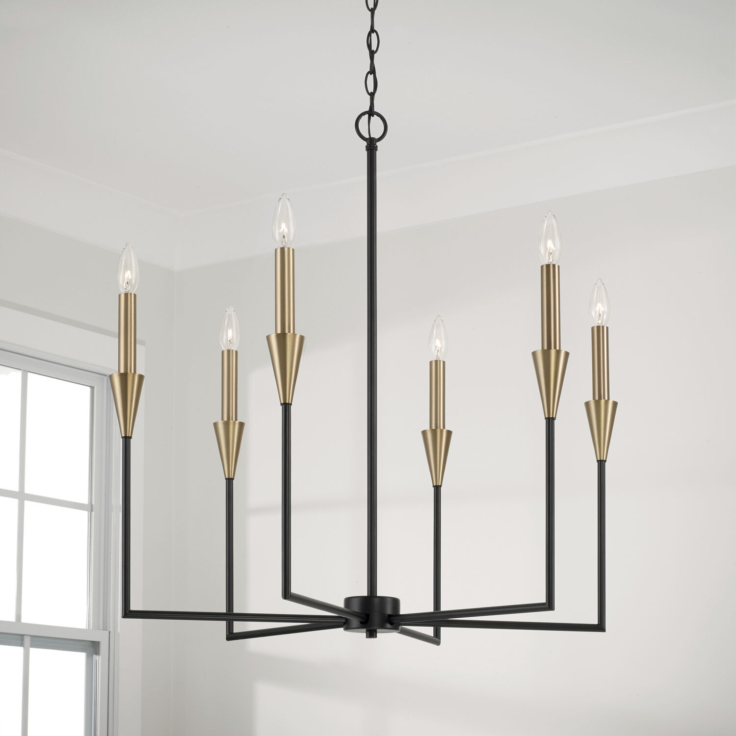 Avant 6 Light 29 inch Aged Brass and Black Chandelier Ceiling Light
