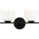 Uptowne 2 Light 14.13 inch Black Bath Vanity Light Wall Light in Black and Opal Glass