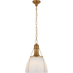 Chapman & Myers Prestwick 1 Light 18 inch Antique-Burnished Brass Pendant Ceiling Light in White Glass
