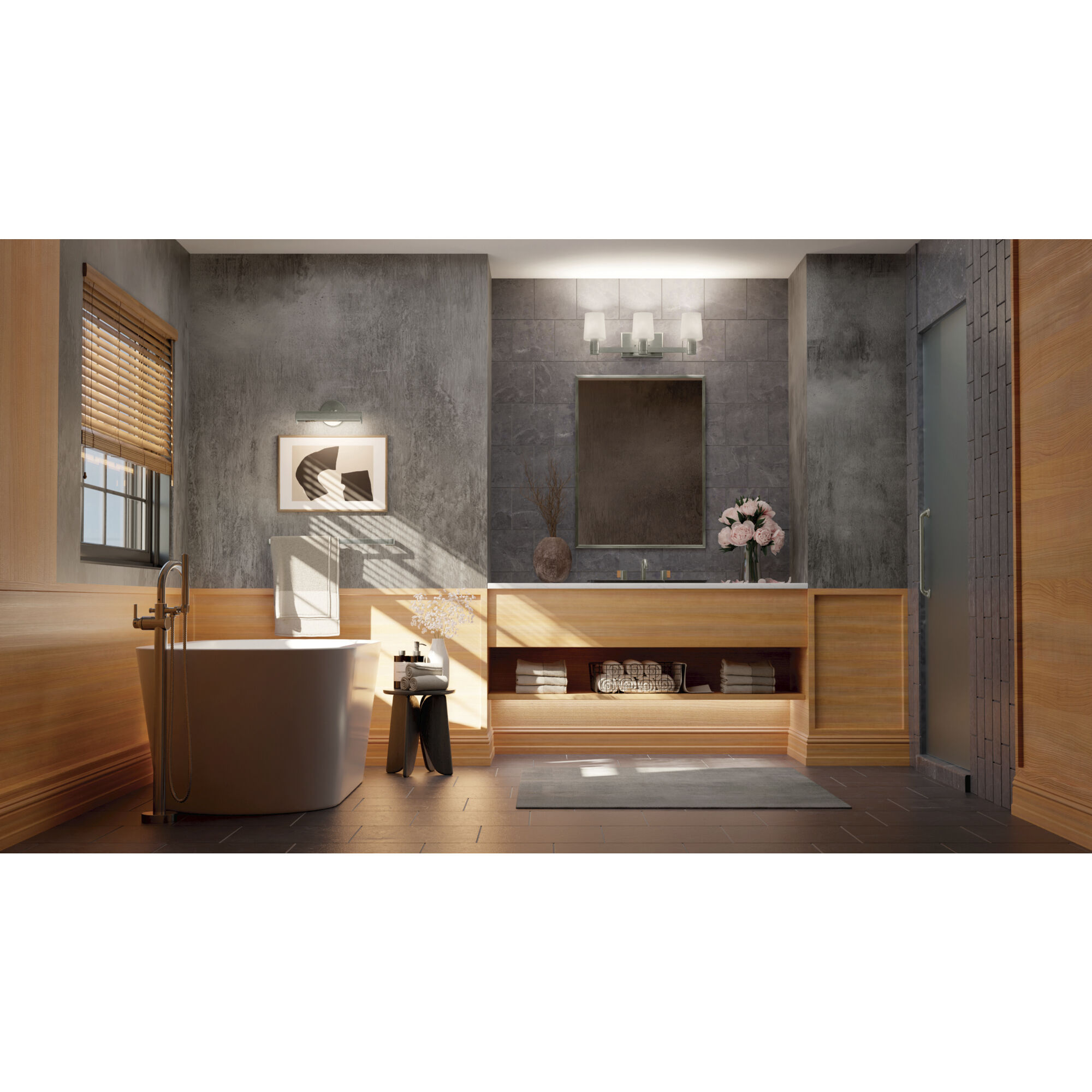 Adani 3 Light 24 inch Brushed Nickel Bath Bracket Wall Light, 3 Arm