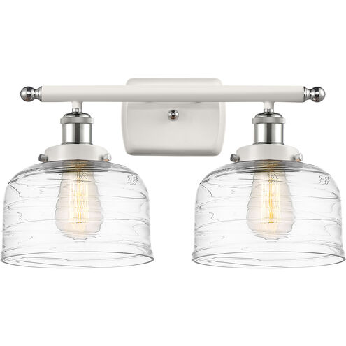 Ballston Bell LED 16 inch Black Antique Brass Bath Vanity Light Wall Light in Clear Deco Swirl Glass