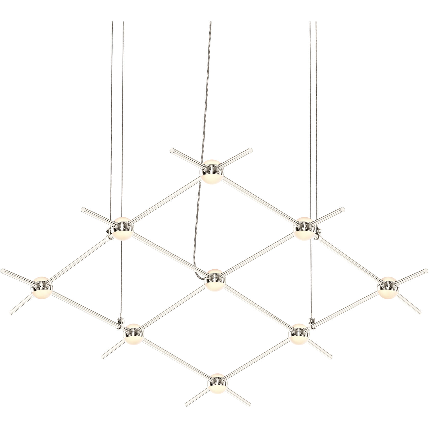 Constellation Aquarius Minor LED 66.75 inch Satin Nickel Chandelier Ceiling Light in 3000K, 20 ft. Cord, White Optical Acrylic