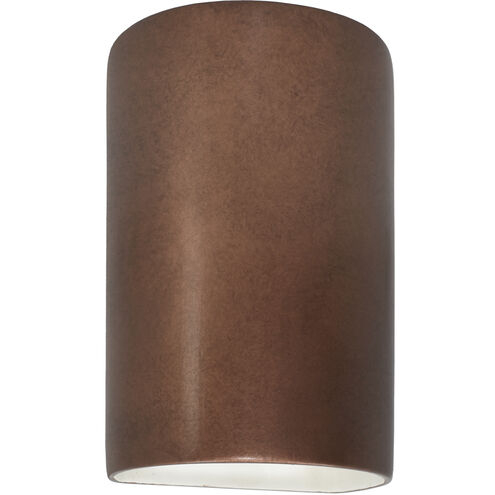 Ambiance Cylinder LED 9.5 inch Antique Copper Outdoor Wall Sconce, Small
